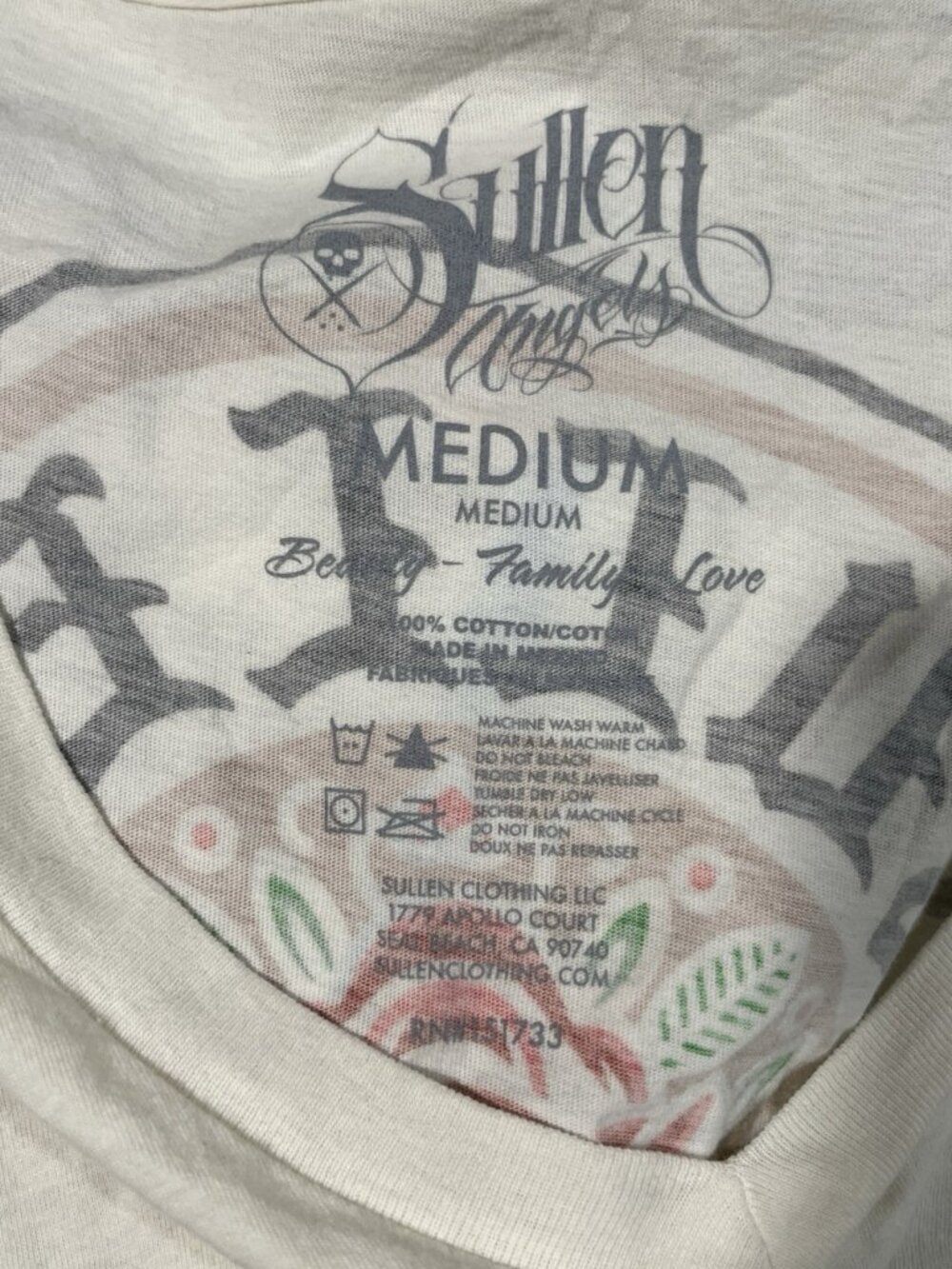 Sullen Art Collective Short Sleeve Shirt Beige  Rose Graphic - Picture 7 of 7